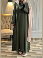 Dark Olive With Beige Scarf and Matching Niqab ( TikTok Premium Fabric )