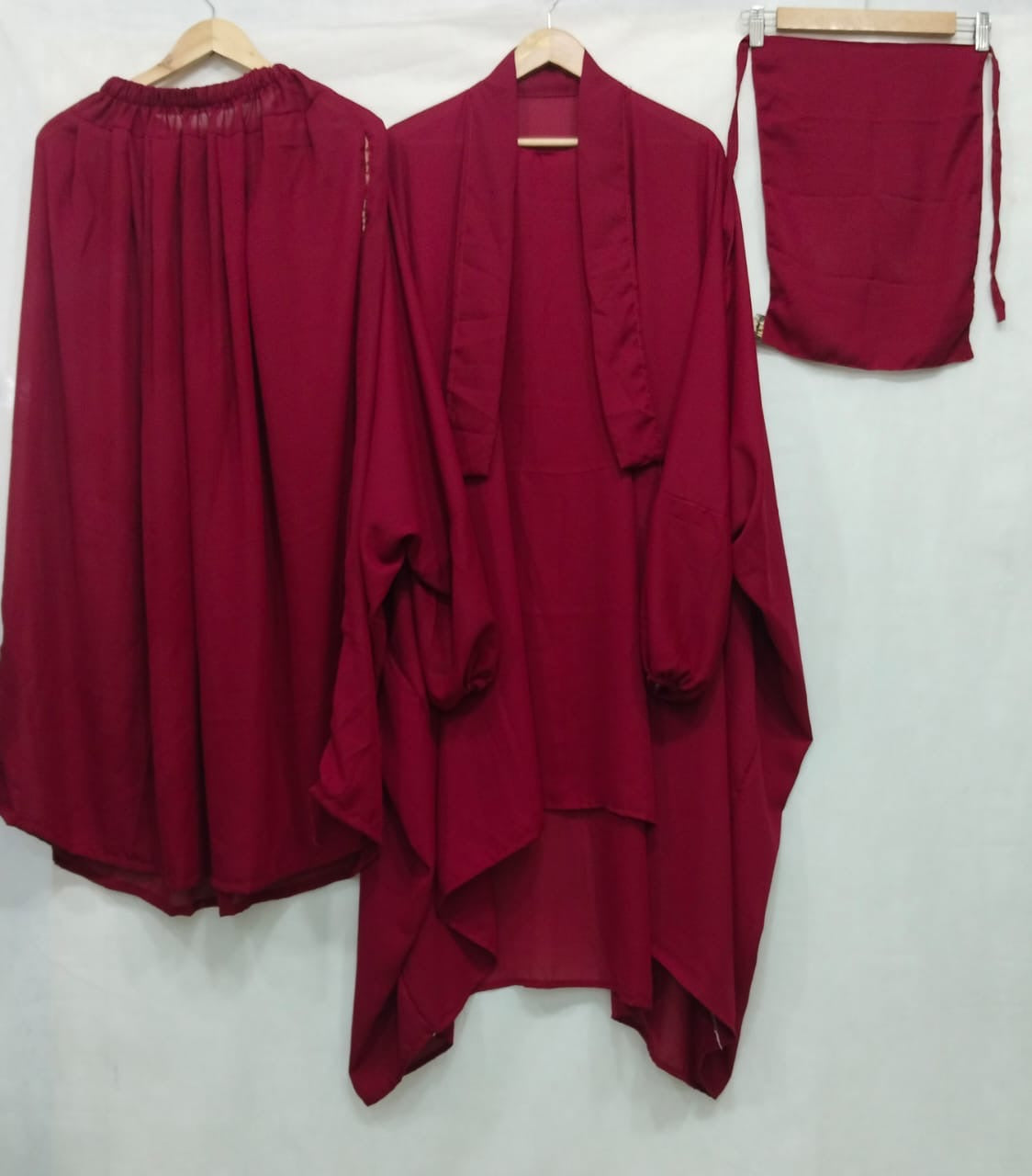 premium Reddish Maroon 3-Piece Jilbab Set