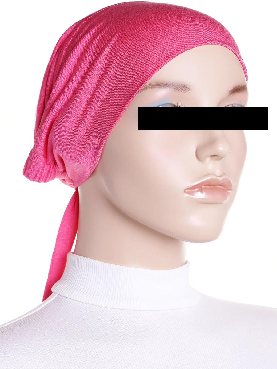 Tie back hijab cap Neon Pink