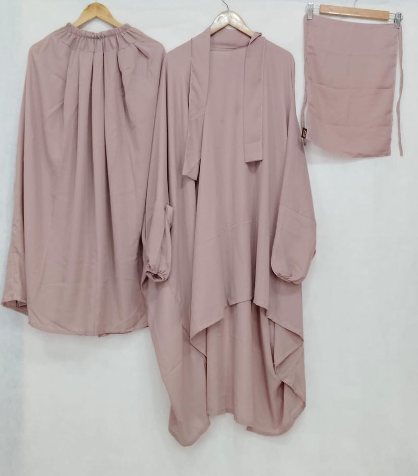 premium Sand Pink 3-Piece Jilbab Set