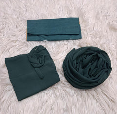Hijab Niqab & Cap Set - Dark Green