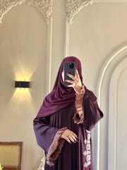 Royal Deep Plum Luxury Abaya Limited Stock