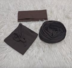 Hijab Niqab & Cap Set - Dark Brown