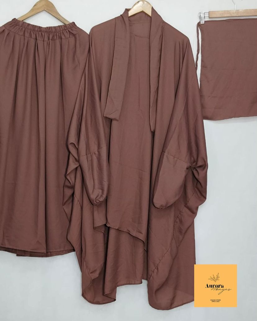 Premium Chocolate Brown 3-Piece jilbab Set