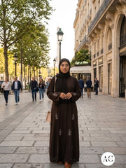 Luxe Handwork Rafia Brown Abaya *60% OFF & Free Shipping*