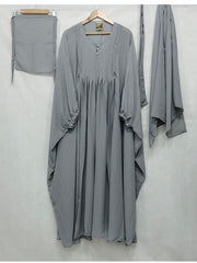 🌟 Aurora Closet’s 4-Piece Caftan Abaya Set (Grey)  – Elegant and Versatile! 🌟 FREE SHIPPING NOW