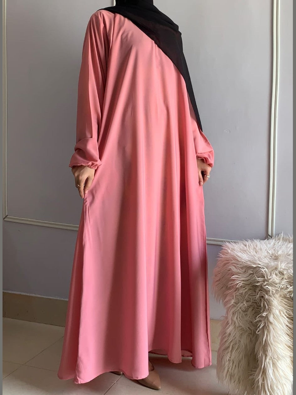 Plain Regular Budget Abaya With Zip Pocket