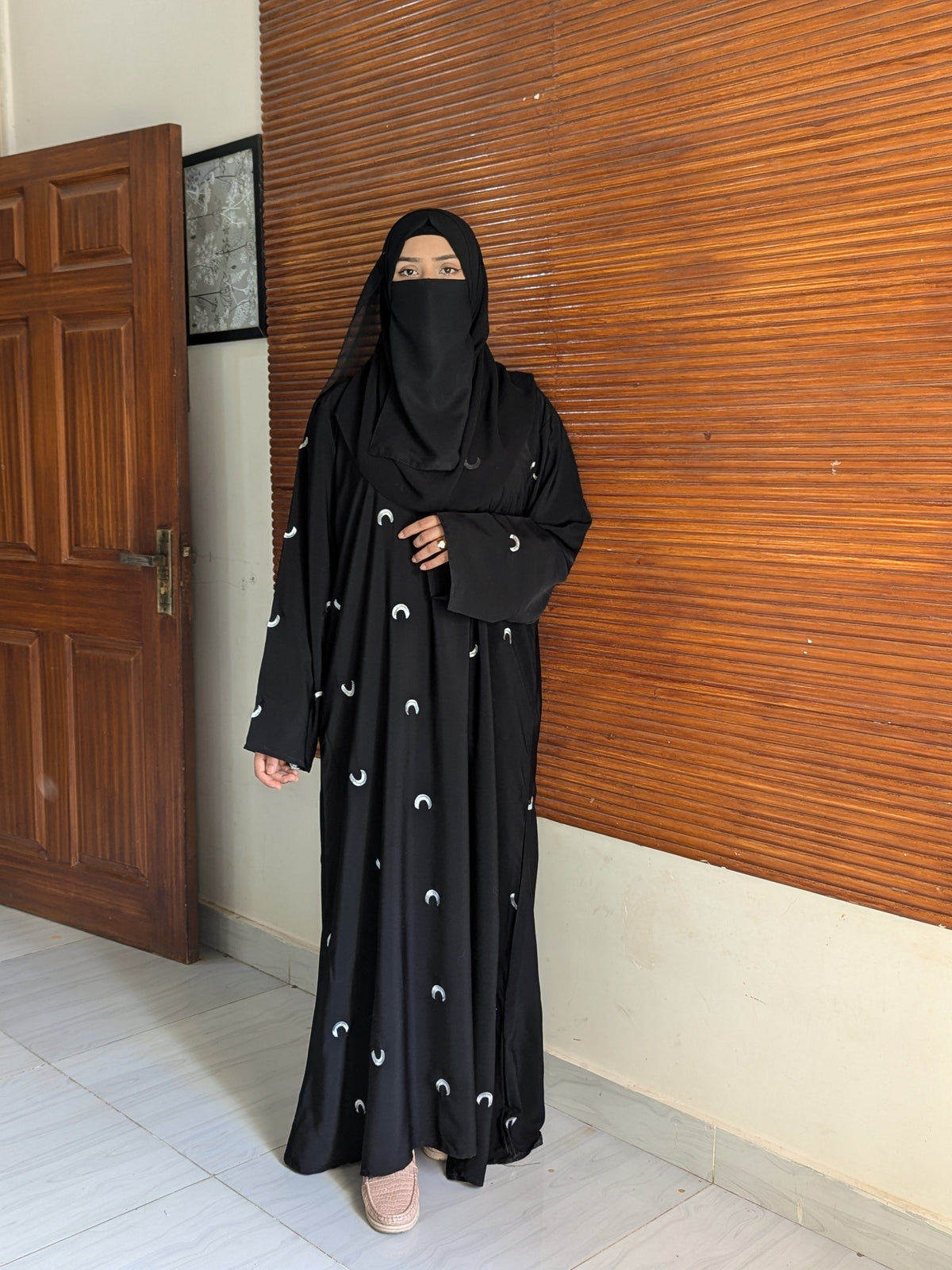 “Moon Embroidered Abaya by Aurora”