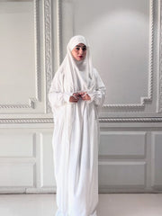 Premium Saudi Jilbab 1 Piece Full Length white
