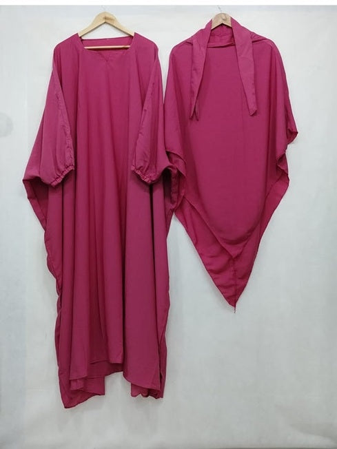 Khimar + Abaya Set Shocking Pink