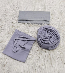 Hijab Niqab & Cap Set - Light Grey