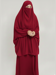 Premium Reddish Maroon 3-Piece Jilbab Set