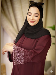 Zahra Elite Maroon Premium Abaya