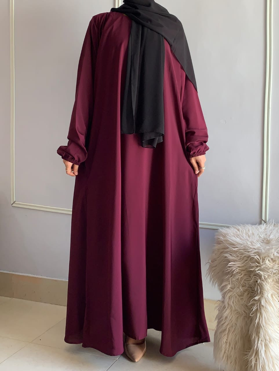 Plain Regular Budget Abaya With Zip Pocket