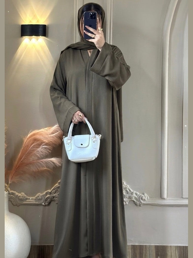 Premium Olive Zoom Front Open Abaya ( FLAT 60% OFF)