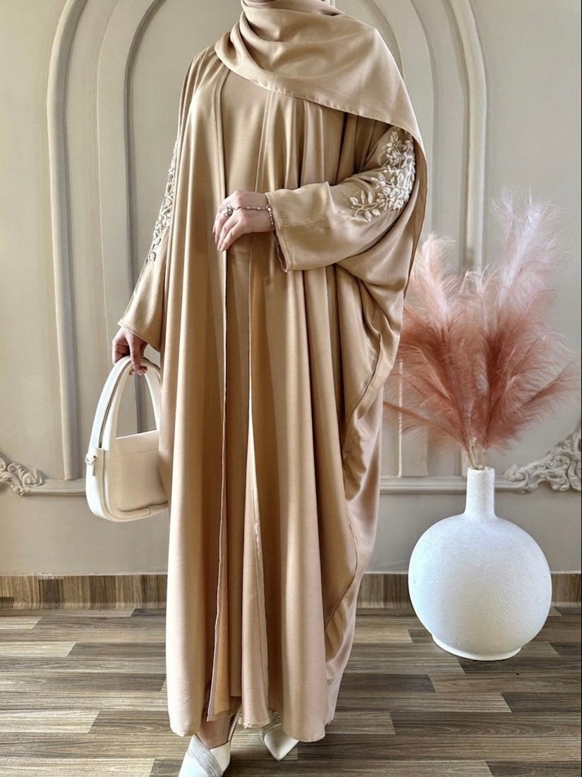 Premium Fawn Handwork Kaftan Style Abaya with Inner