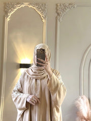 Premium Fawn Handwork Kaftan Style Abaya with Inner