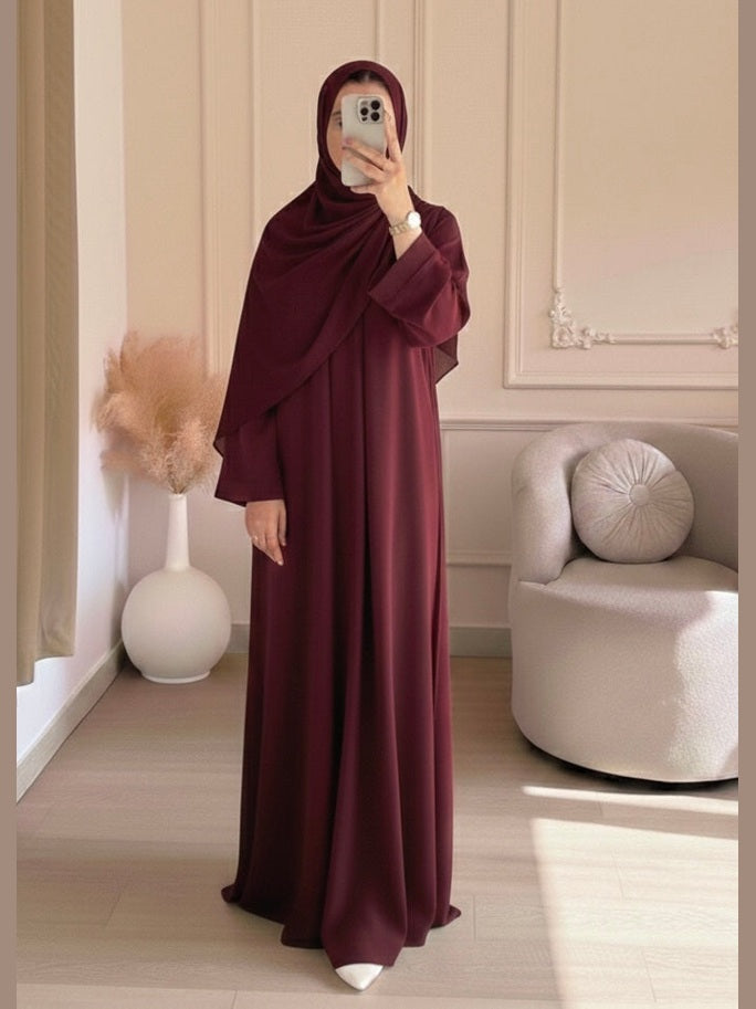 Premium Maroon Abaya with Scarf ( Premium Tiktok Fabric )