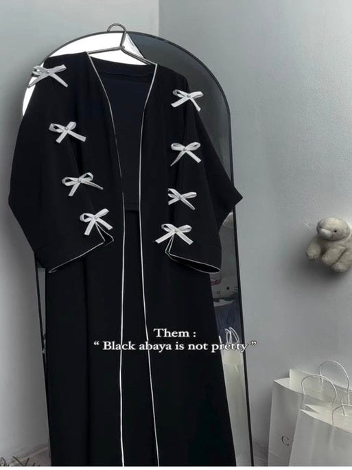 New Bow White Abaya Premium Quality FREE SHIPPING NOW