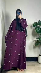“Plum Moon Embroidered Abaya by Aurora”