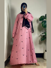 “Pink Moon Embroidered Abaya by Aurora”