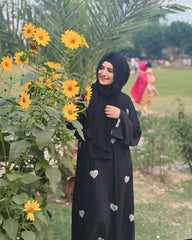 Maxi Style Premium High Quality Embroidered ‘Heart’ Abaya With Scarf