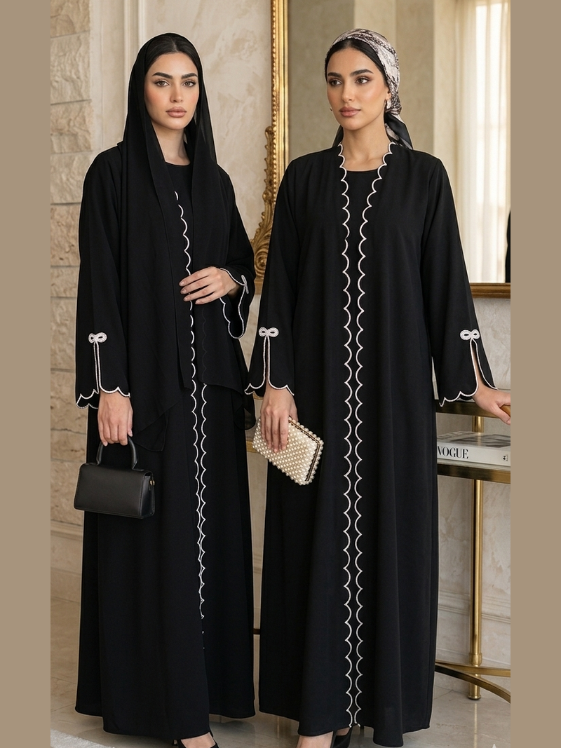 The Bow Accent Abaya ( Premium Fabric )