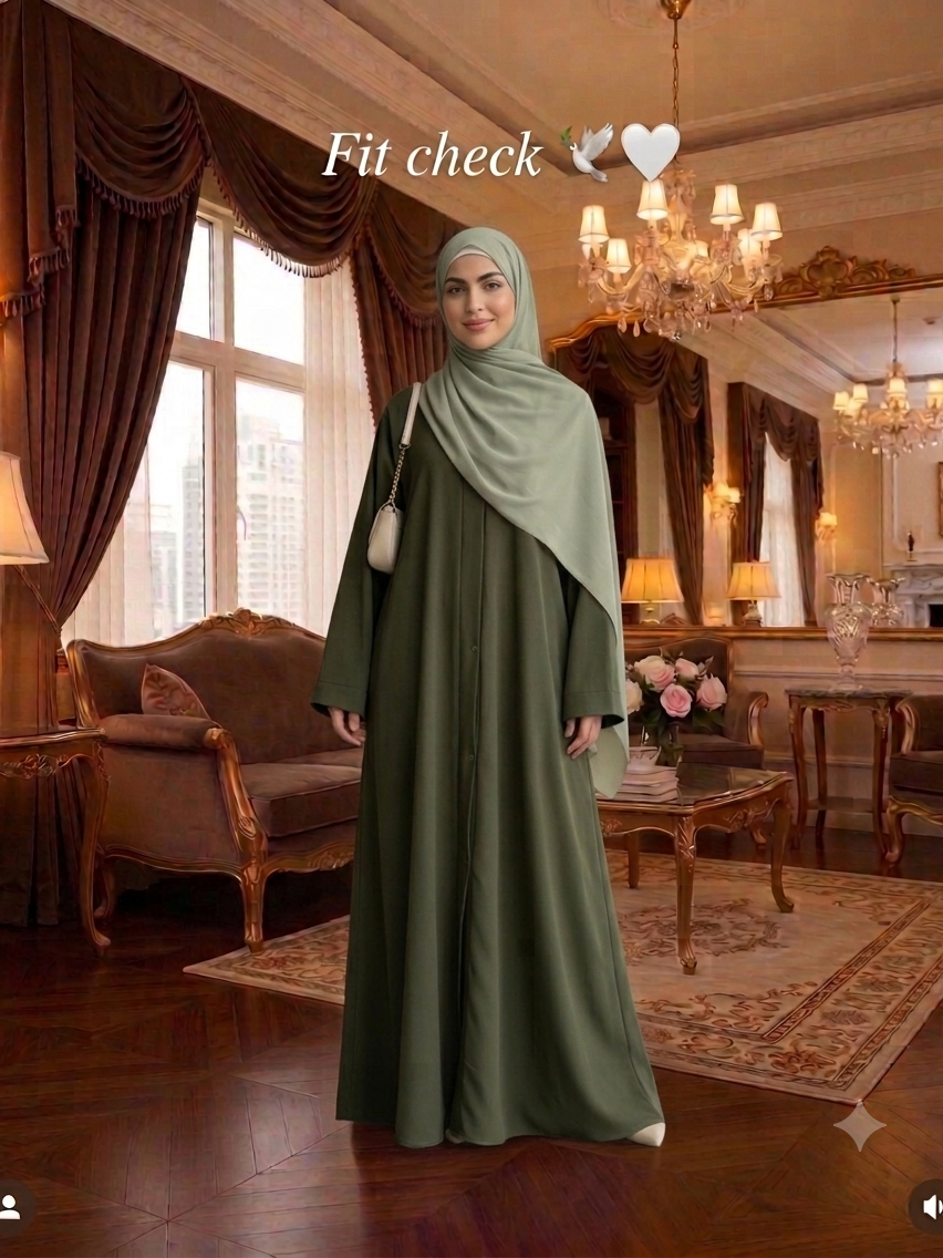 Dark Olive With Free Scarf and Niqab ( TikTok Premium Fabric )