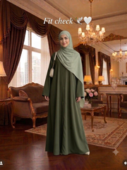 Dark Olive With Free Scarf and Niqab ( TikTok Premium Fabric )