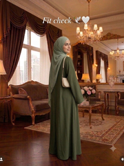 Dark Olive With Free Scarf and Niqab ( TikTok Premium Fabric )