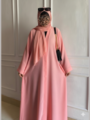 Premium Blush Pink Zoom Front Open Abaya