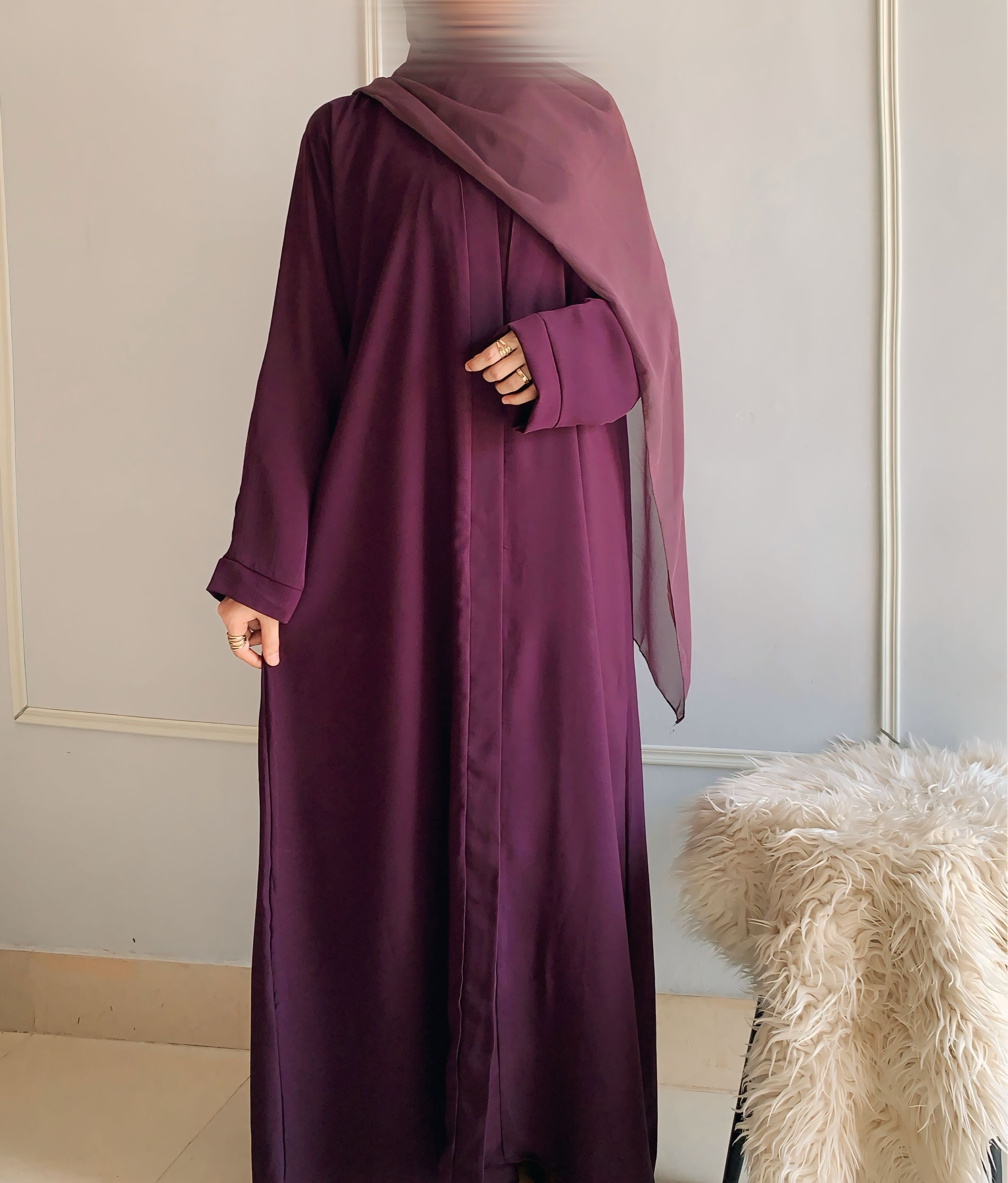 Zoom Nida Premium Front Open Abaya With Scarf 60% OFF TODAY