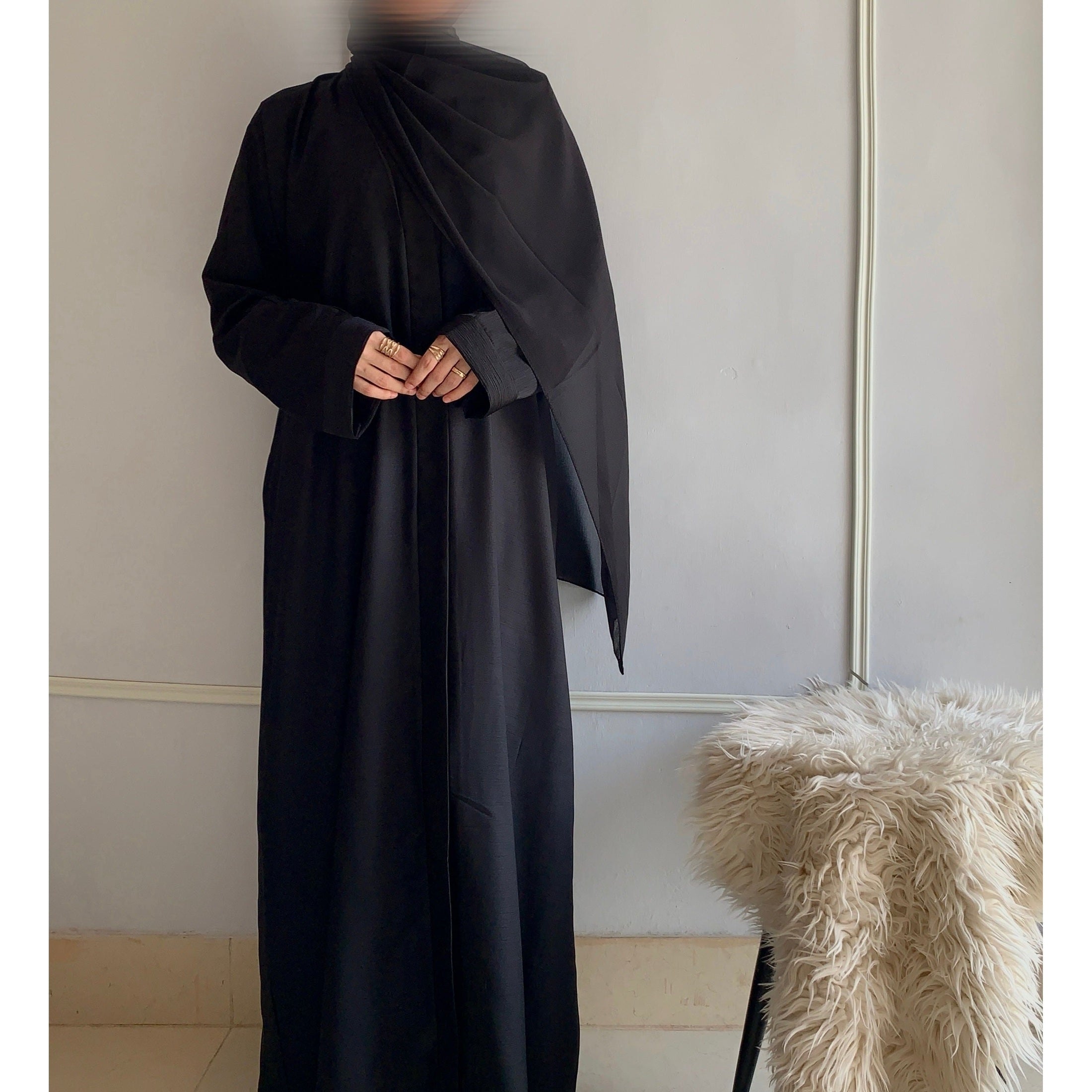 Zoom Nida Premium Front Open Abaya With Scarf 60% OFF TODAY