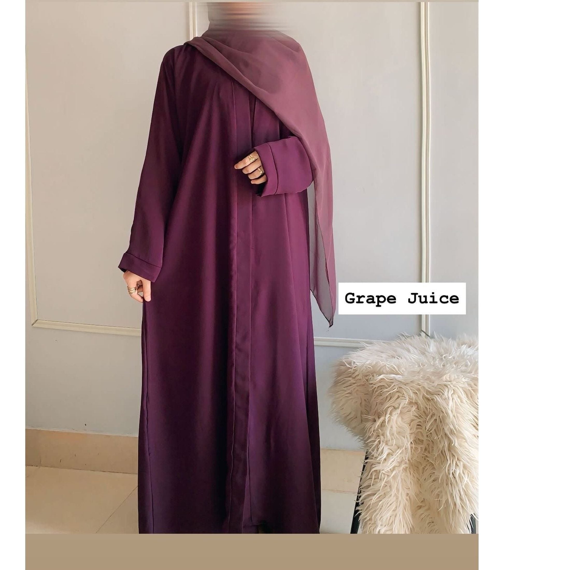 Zoom Nida Premium Front Open Abaya With Scarf 60% OFF TODAY