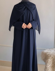 Premium Navy Blue Zoom Front Open Abaya ( FLAT 60% OFF)