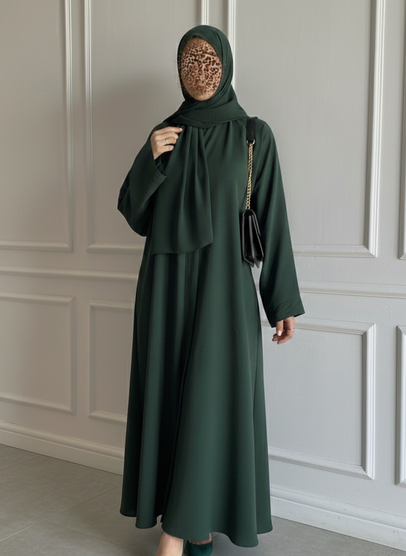 Premium Midnight Green Zoom Front Open Abaya ( FLAT 60% OFF)
