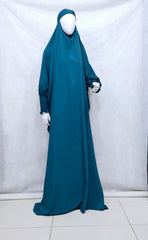 One Piece Full Length Jilbab 68 inches with French Teal Blue