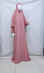 One Piece Full Length Jilbab 68 inches with French Sleeves Pink