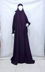 One Piece Full Length Jilbab 68 inches with French Sleeves Deep Purple