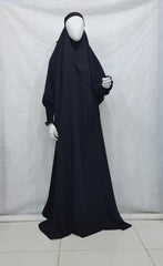 One Piece Full Length Jilbab 68 inches with French Sleeves Black