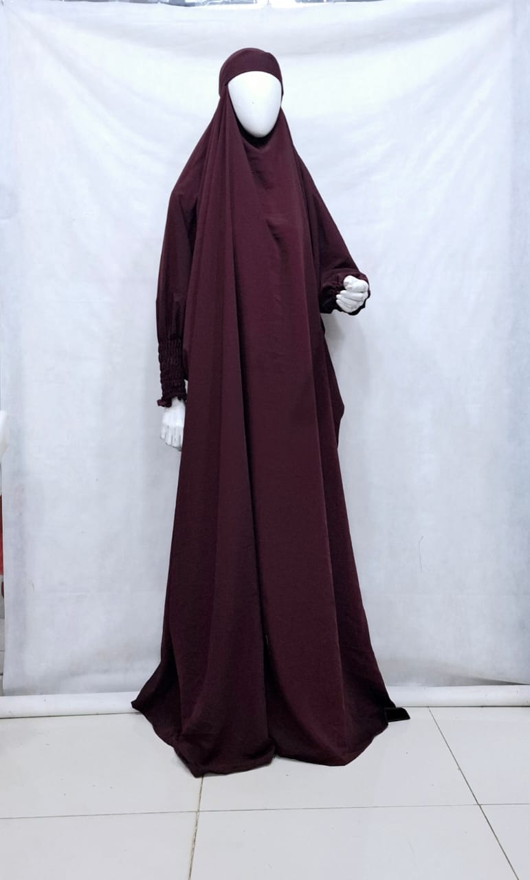 One Piece Full Length Jilbab 68 inches with French Maroon