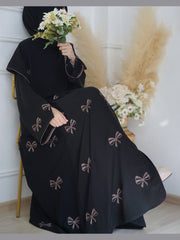 Pre-Orders Only: Ribbon Abaya by Aurora Premium Imported Nida Fabric with Exquisite Embroidery – Luxury in Every Touch