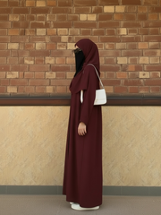Premium Zoom Front Open Abaya – Free Scarf included Dark Maroon 60% OFF TODAY