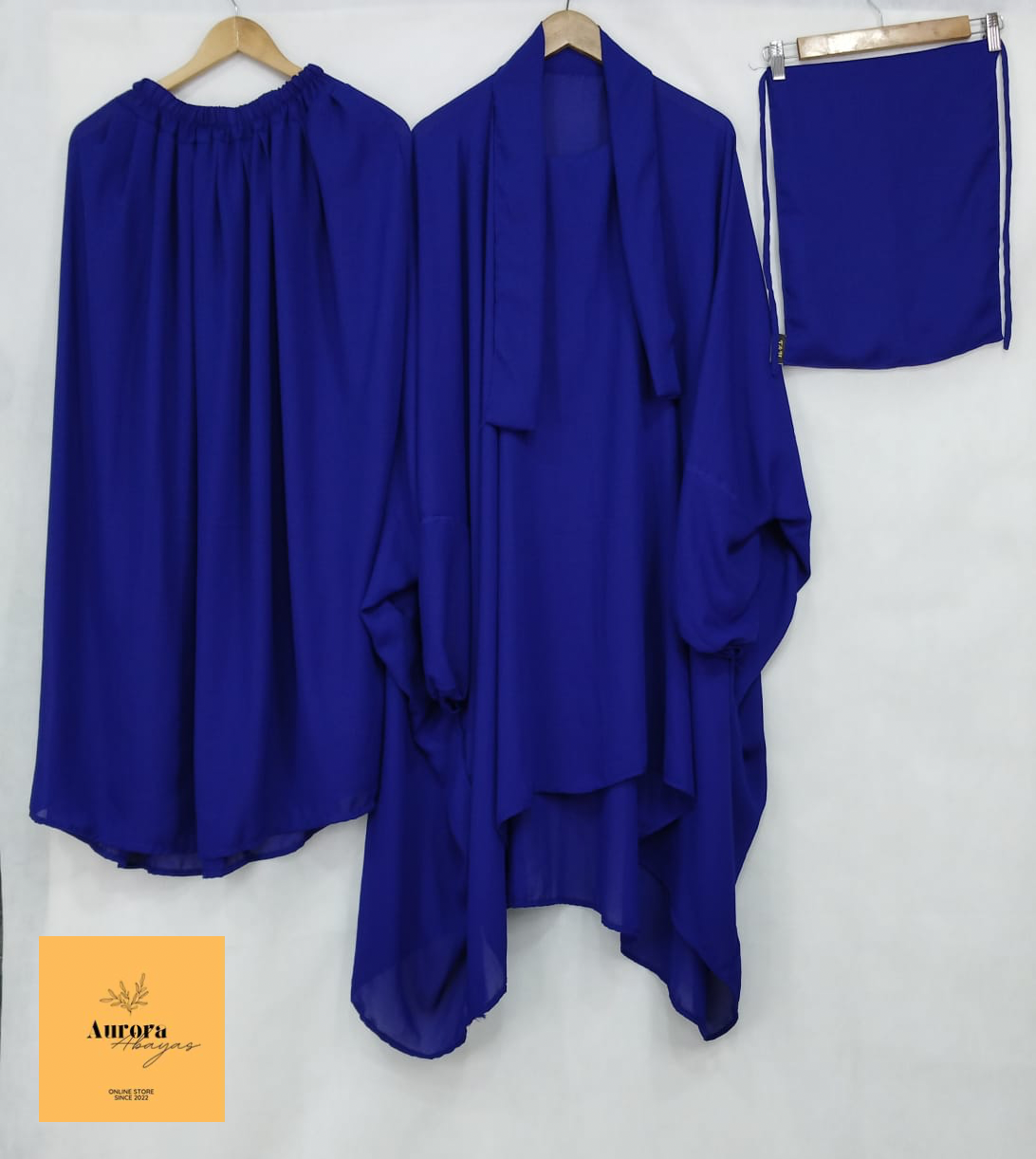 premium Royal Blue 3-Piece Jilbab Set