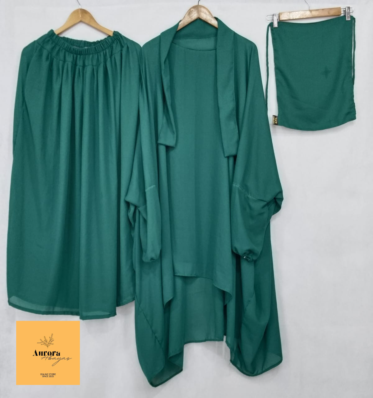 premium Teal Color 3-Piece Jilbab Set