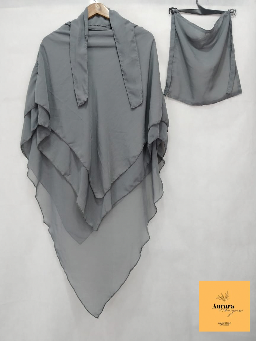 3 Layer Premium Khimar (Grey)