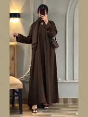 Cocoa Brown Zoom Front Open Abaya ( FLAT 55% OFF)