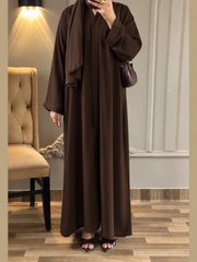 Cocoa Brown Zoom Front Open Abaya ( FLAT 55% OFF)