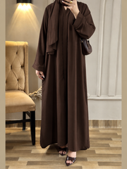 Cocoa Brown Zoom Front Open Abaya ( FLAT 55% OFF)