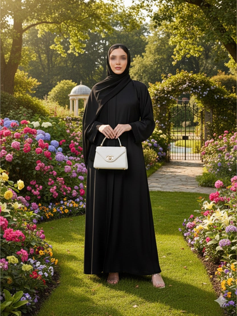 Premium Black Front Open Nida Fabric Abaya (60% OFF TODAY)